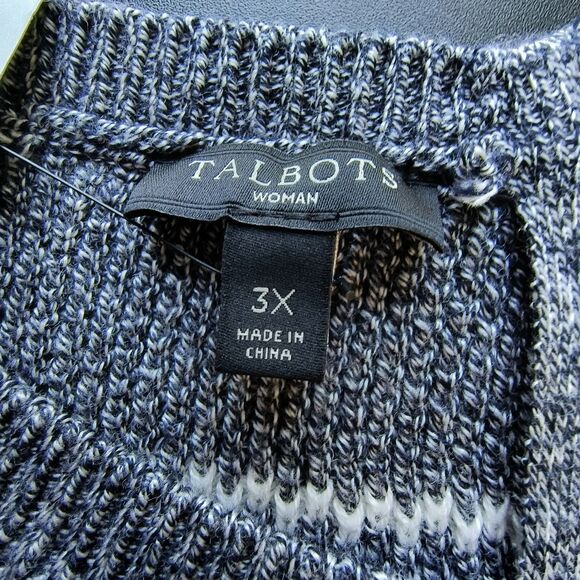Talbots Sweater NEW 3X Gray White Striped Pullover Cotton Blend Minimal Capsule - Picture 13 of 15